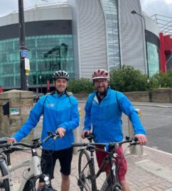 Nick Butler and Tom Murray taking part in Cycle Uk's Manchester event
