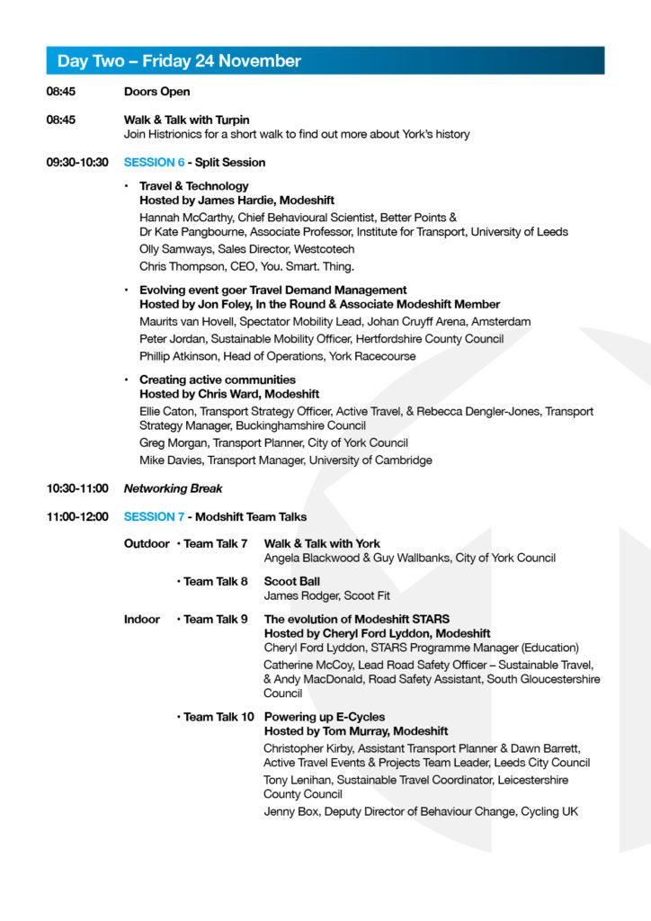 Modeshift Convention agenda page three image