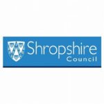 White text on blue background. Shropshire Council logo