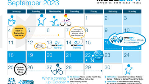 September calendar page image with Modeshift logo, diary dates.