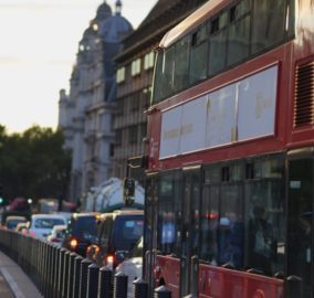 London Bus in traffic image