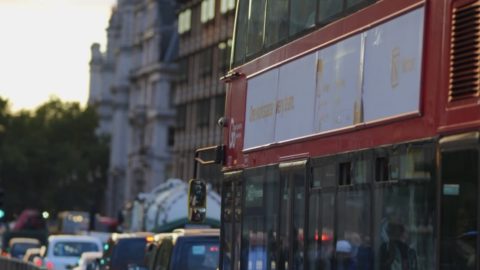 London Bus in traffic image