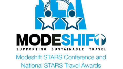 Blue text on white back ground. Reads: 'Modeshift STARS Conference and National STARS Travel Awards London 27 March 2025'.