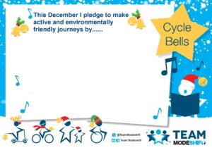 Seasonal Cycle Pledge card image. Text reads: This December I pledge to make active and environmentally friendly journeys by ...'