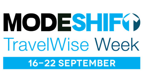 Blue and black text on white background reads: Modeshift TravelWise Week
