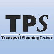 Black text on blue background. Reads: Transport Planning Society