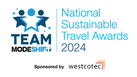 National Sustainable Travel Awards 2024. Modeshift logo and Wetcotec logo.