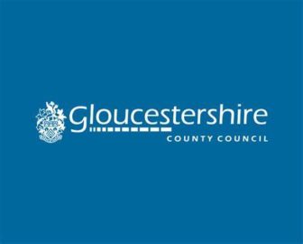 White text on blue background reads: Gloucestershire.County Council