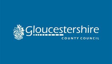 White text on blue background reads: Gloucestershire.County Council