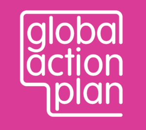 white text on pink background reads: Global Action Plan