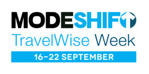 Blue and black text on white background reads: Modeshift TravelWise Week