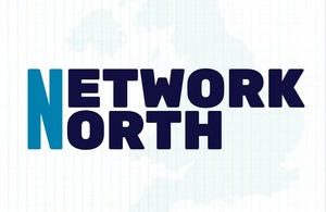 Blue Network North text overlays a map of the UK logo image. 