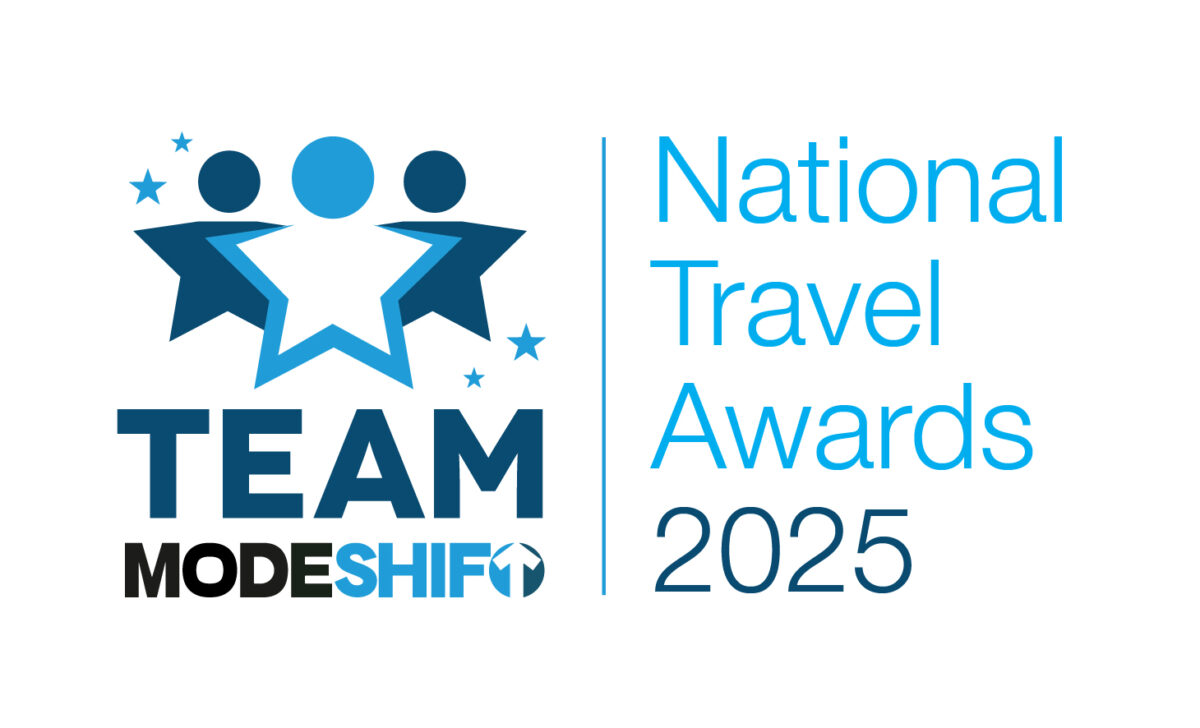Blue text on white background reads: Team Modeshift National Travel Awards 2025'.