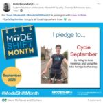 Screen shot of a social media post supporting Mode Shift Month 2025