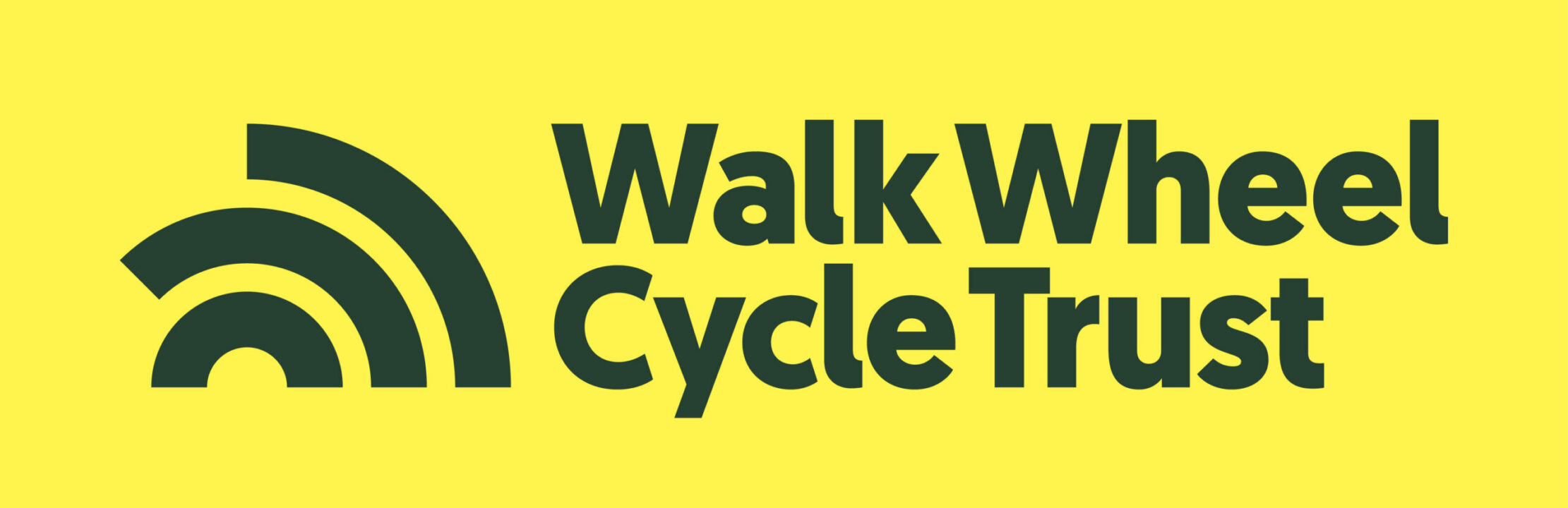 yellow logo with black text - Walk Wheel Cycle Trust and a 3 curved lines