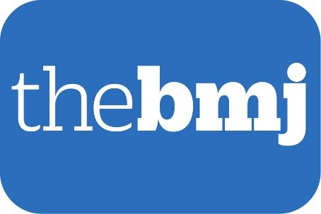 Logo with the text "thebmj" in white against a blue background.